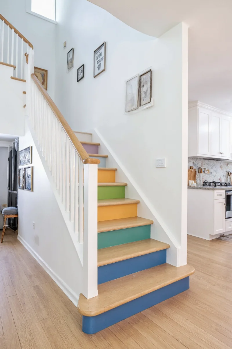 Animal track painted on stair treads