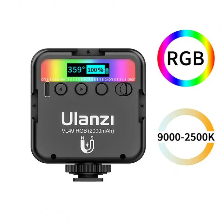 

Portable Pocket Photographic Lighting RGB LED lamp Ulanzi VL49 Vlog Fill Light for GoPro sport camera Smartphone DSLR Video