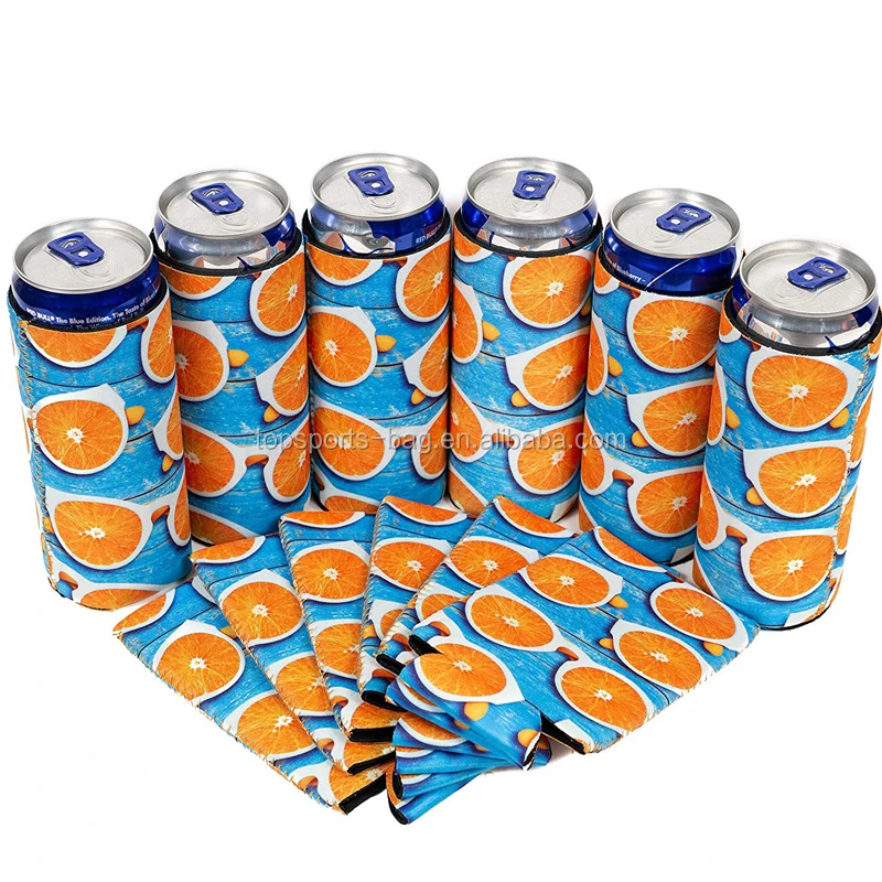 

Orange Fruits 12 oz Soda Beer Slim Can Sleeves Neoprene Anti-Slip Slim Drink Can Holders for Spiked Seltzer, Any pantone color or multicolor