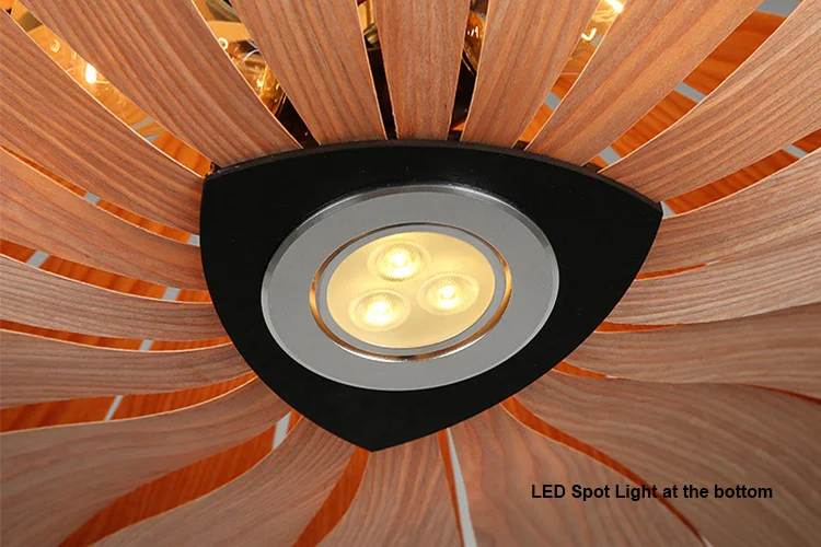 New design handmade wood  bamboo rattan weaving E27 LED sunflower modern deco pendant light