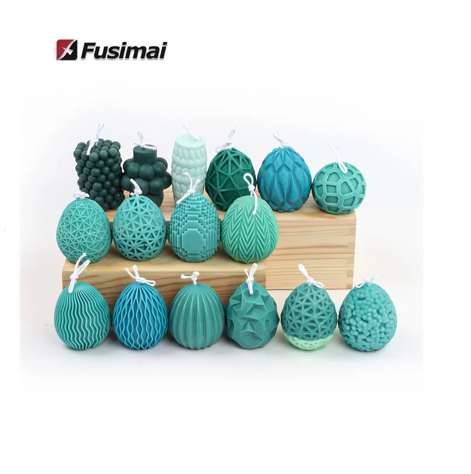 

Fusimai Christmas Eggs Shaped Candles Mould Geometric Stripes Easter Egg Silicone Candle Mold, Customized color