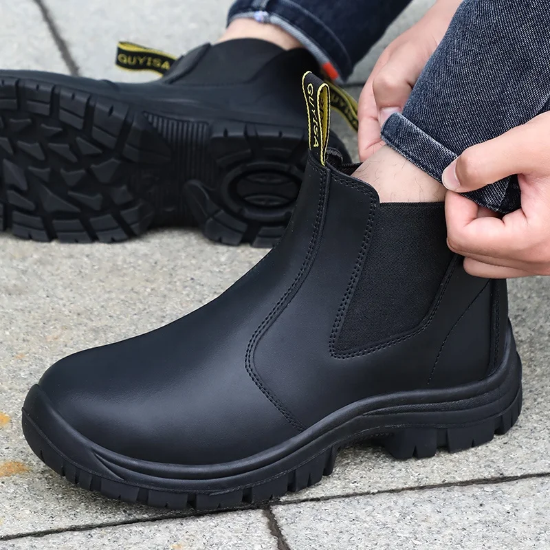 

GUYISA Factory direct sales safety boots professional S1 anti-static soft waterproof trimmed leather steel toe safety boots