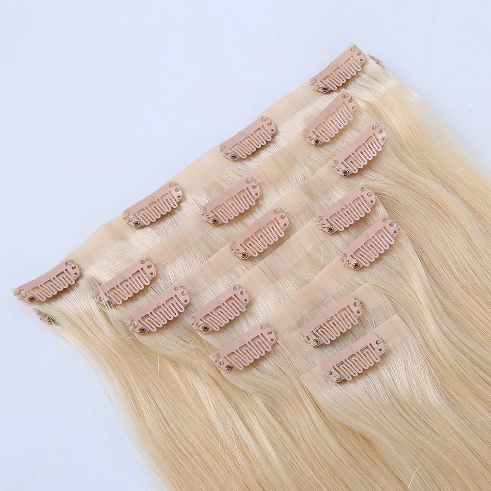 

TopElles factory high end customization best quality invisible seamless clip in hair extension, Custom colors