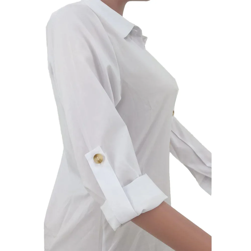 White Shirt Dresses Casual Button Up Long Sleeves Mid Calf African Fashion Women's Loose Robes Black Green africa clothing