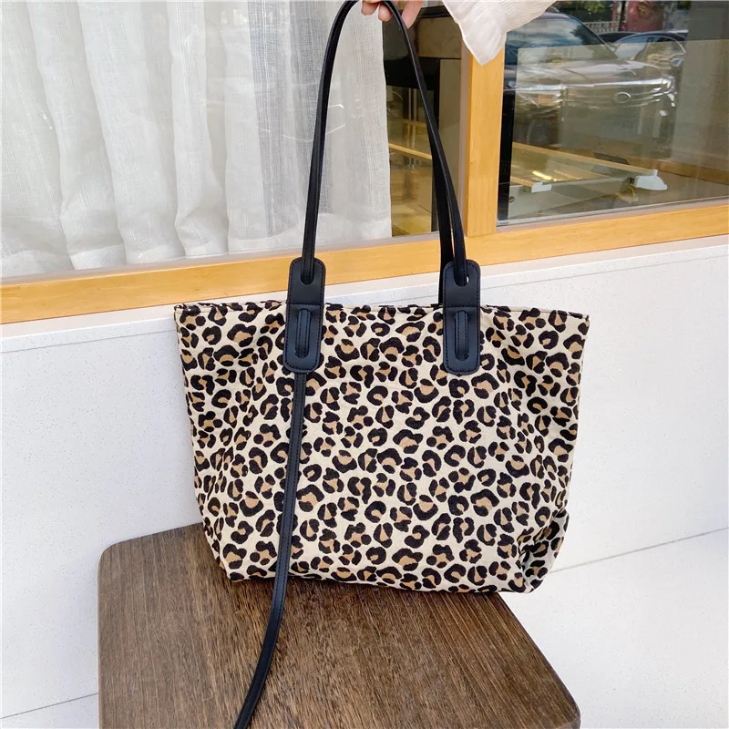 

2021 summer woman custom leopard handbag stripe daily shopping bag single shoulder canvas bag wholesale, Customized color