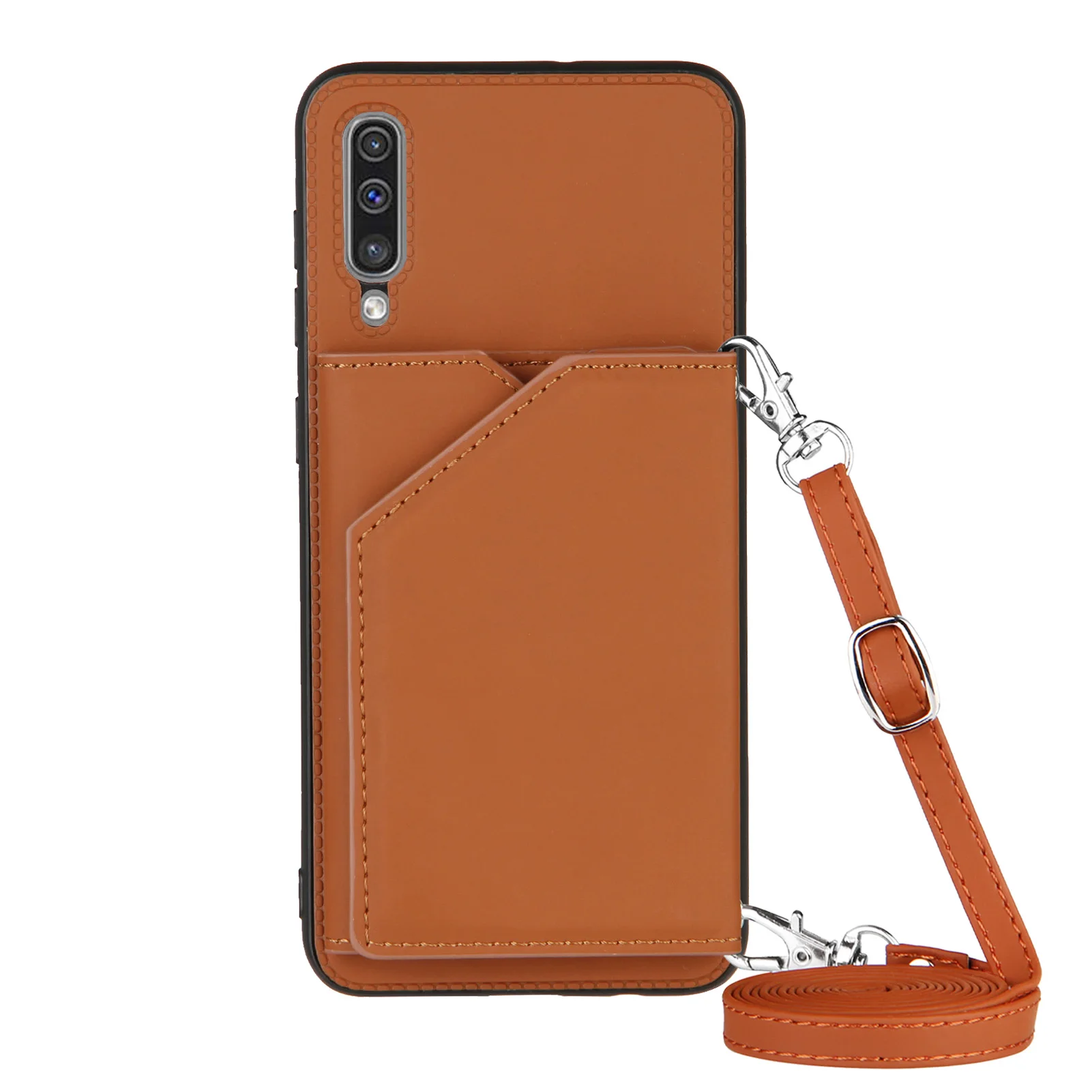 

Plain leather Flip case cover with card Wallet Rope bag Case For Samsung Galaxy A50 A30 A505 A30S A50 Universal Capa Cover Case