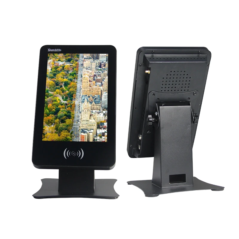 
Wall Mount Portrait Display 10.1 Inch Interactive Touch Kiosk Android With NFC/RFID card reader For Attendance 