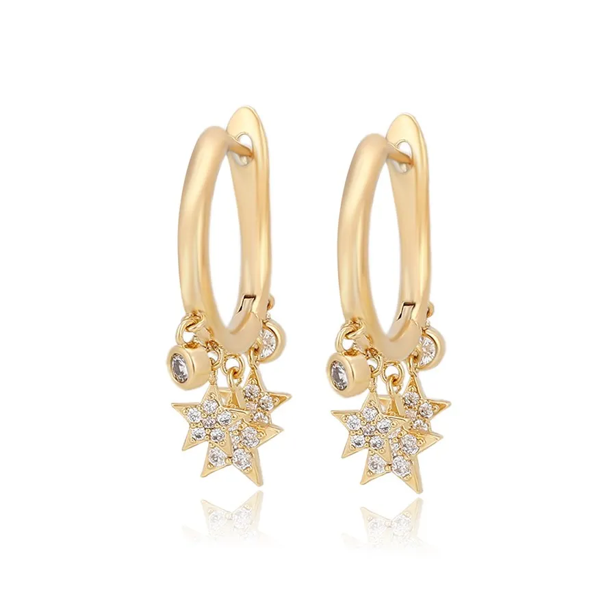 

earring-940 Xuping jewelry elegant fashion star set diamond 18K gold high quality pendant earrings clip