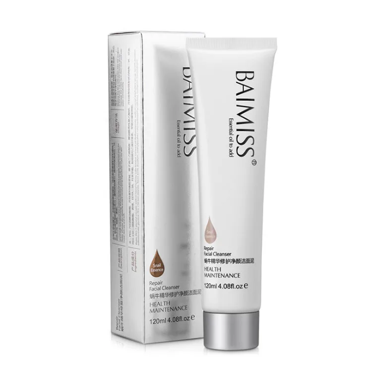 

Hot Sell High Quality Baimiss Natural Moisturizing Face Wash Cream Snail Repair Clay Facial Cleanser, White cream