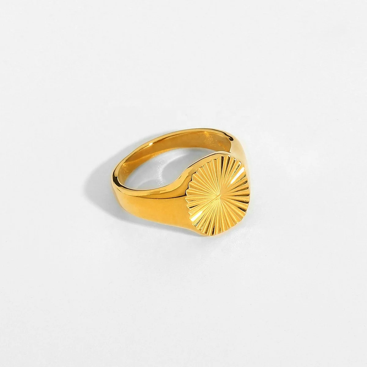 

Retro Inspired Eternal Accessories 18K Gold Plated Stainless Steel Rectangle Sunlight Rings For Women