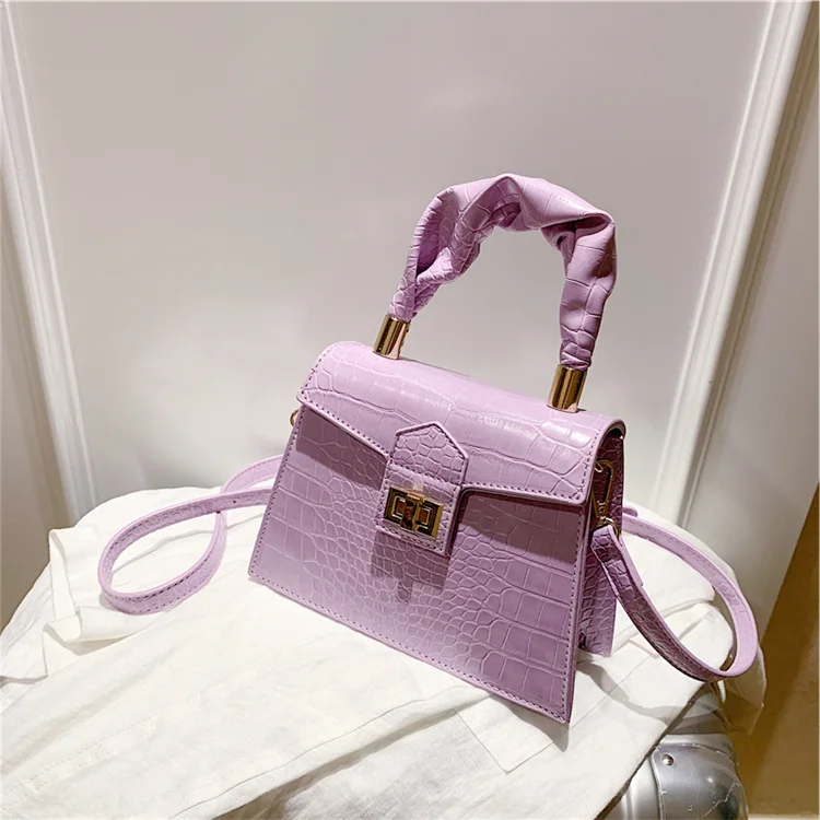 

AZB064 RTS Factory Wholesale Fashion Lady Mini Shoulder bags Soft Handle PU Crocodile Pattern Small Crossbody Vegan Handbag