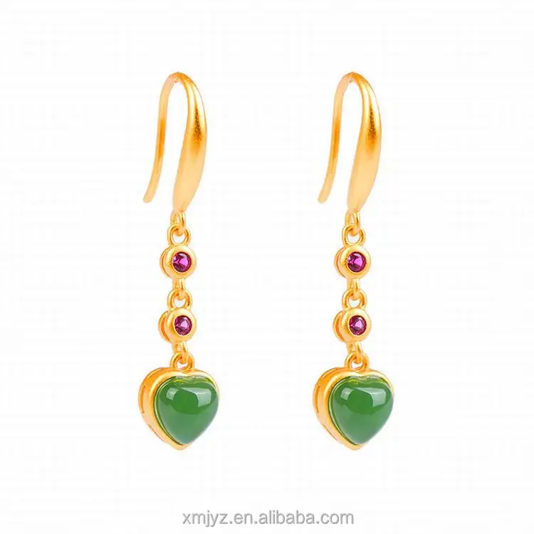 

Gold-Plated Jasper Gemstone S925 Sterling Silver Ancient Gold Earrings