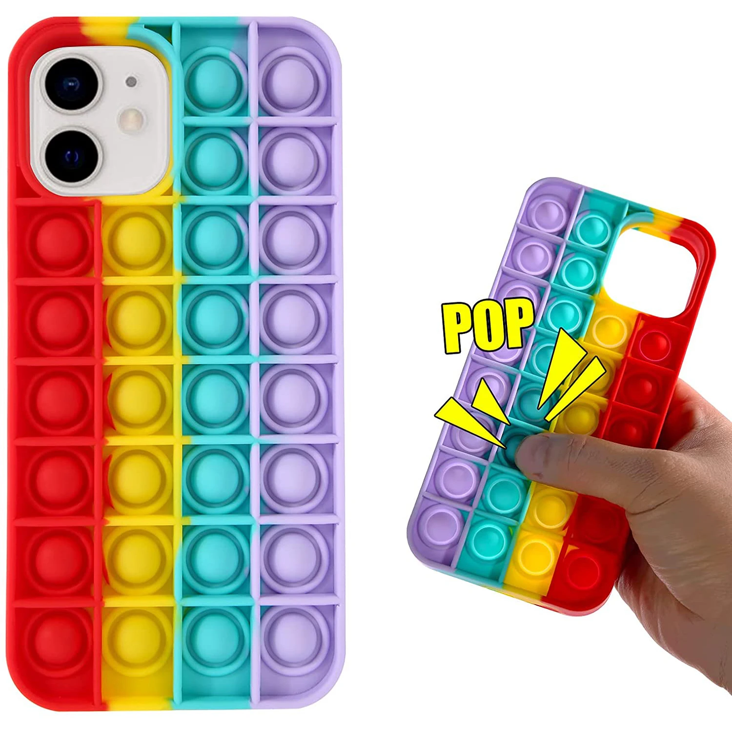 

Soft Silicone Antistress Bubble Fidget Reliver Stress Toys Bubble Phone Case, Colorful