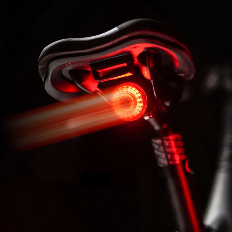 

Smart Bicycle Tail Rear Light Auto Start Stop Brake IPX6 Waterproof USB Charge Cycling Tail Taillight Bike LED Lights, Black