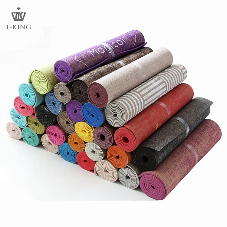 

TKING Eco Friendly non toxic exercise fitness natural hemp jute yoga mat, Stock color or customized