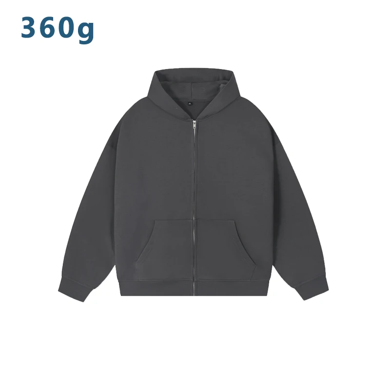 360 Grams Men's Sports Casual Jacket Pure Color Hooded Sweatshirt Zipper Youth Anti Wrinkle Digital Printing Hoodie