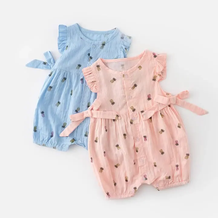 

Custom Organic Cotton Footed Sleepwear Infant Bodysuit Baby Onesie Romper Newborn Organic Baby Clothes Summer Infant Romper, Blue