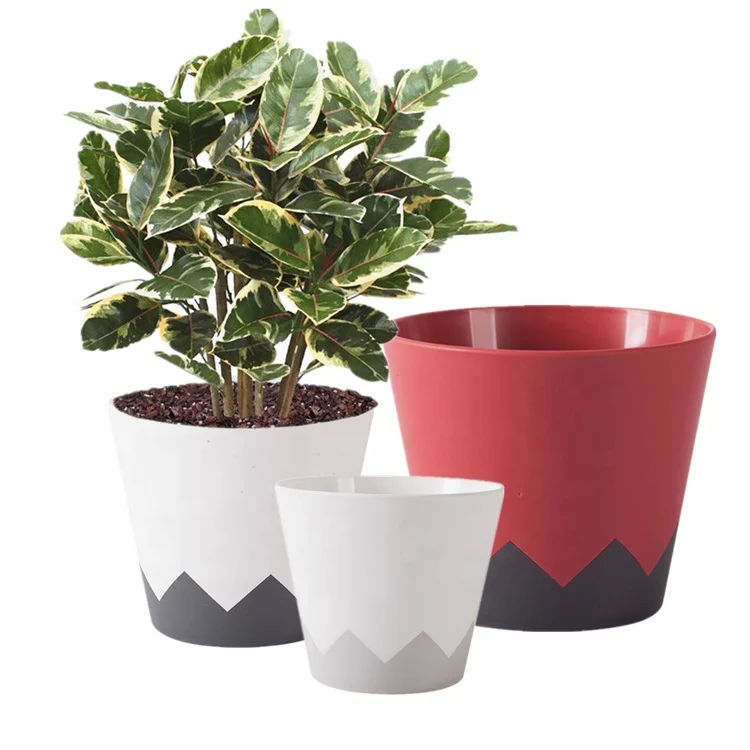

Novelty Indoor Home Decor Grey Plastic Planting White Geometric 5 6" Inch Pots Plants Planters, Grey/dark grey/red/customized