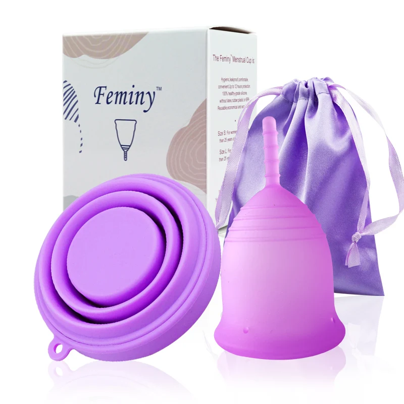 

Wholesale Silicone Lady Menstrual Cup With Sterilizer Bags Brush Menstrual Cup Set Copa Menstrual Con Vaso Esterilizadorr Oem