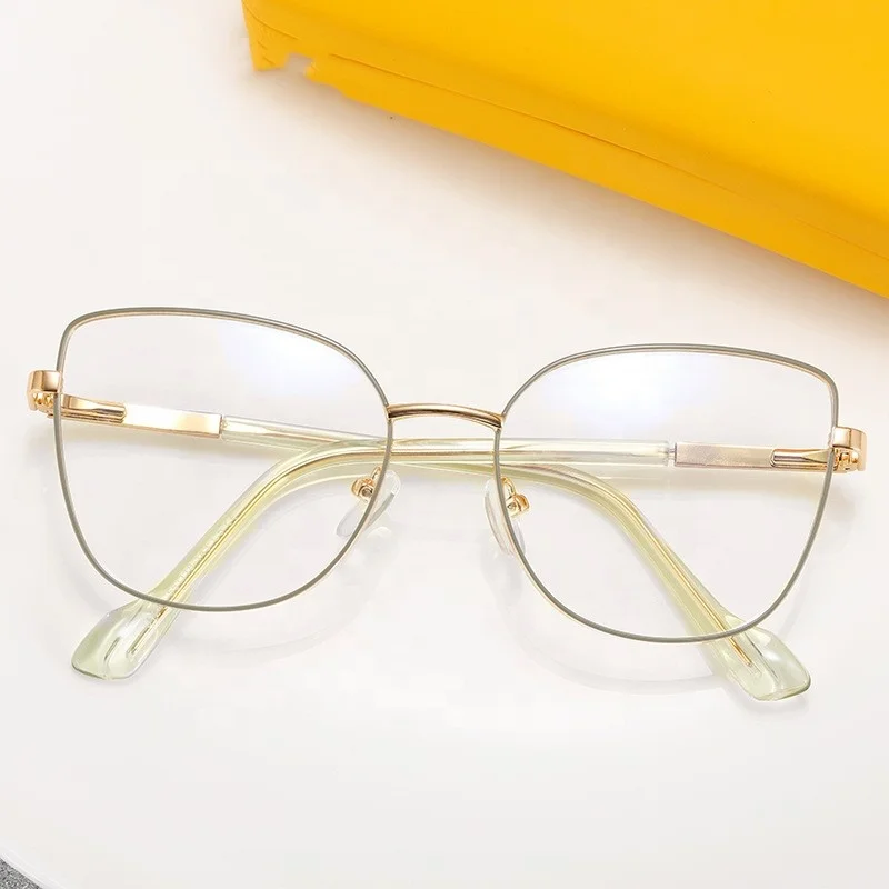 

Jiuling eyewear stock ready custom hd prescription lens shaded women round metal anti blue light computer eyeglasses frame