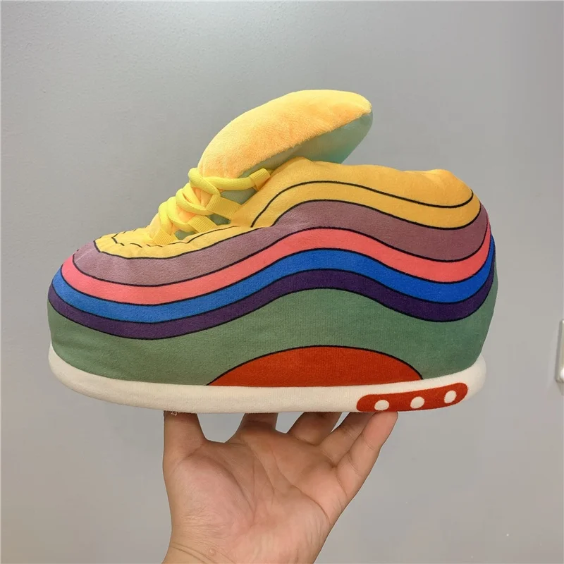 

new Men's and women's slides design sneaker slipper yellow rainbow yeezy slippers plush aj sneakers aj slippers