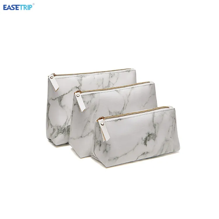 

Cheap Price Handle It Cosmetic Case Bag Travel Marble Makeup Bag with Zipper, Marble white