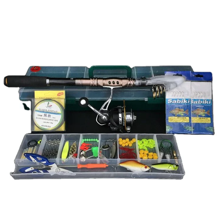 

2022 New fishing rod set 104 piecesTelescopic Fishing Rod Combo and Fishing Reel lure accessories Full Kit combo, Black