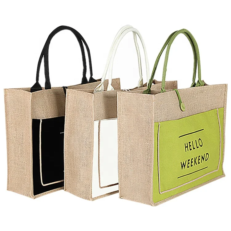 

wholesale online custom printed women shopping bags jute tote bag, Color
