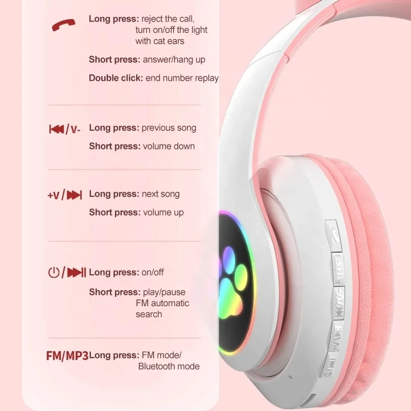 

Over Ear Cat Ear Headset STN-28 Auricular Inalambr Wireless Audifono Cat Claws Headphones Free Sample bt21\