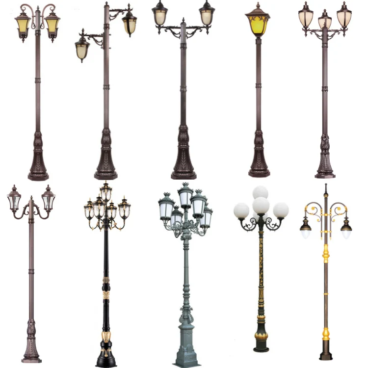 2m 3m height antique cast aluminum led garden post with lamp on top garden light