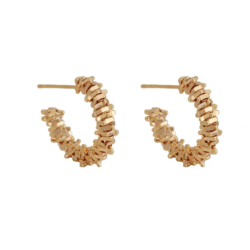 ED65256 Korean fashion cute geometric twist metal earrings 14K gold plated brass women jewelry