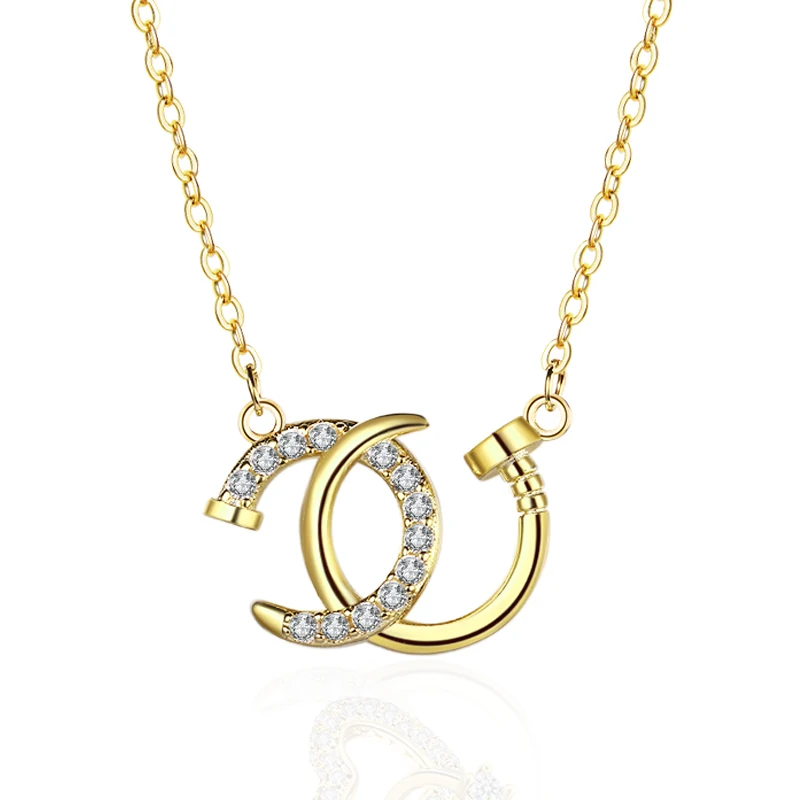 

Luxury jewelry letter C necklace 18K gold plated zircon bride wedding necklace jewelry woman, Yellow