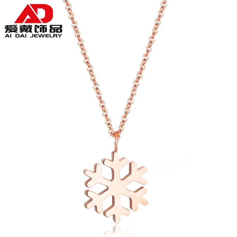 

Mori series simple titanium steel snowflake net red female clavicle chain rose gold pendant necklace jewelry