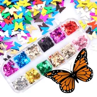 

Newest 12 Grids Holographic Glitter Nail Art Sequins Butterfly Glitters