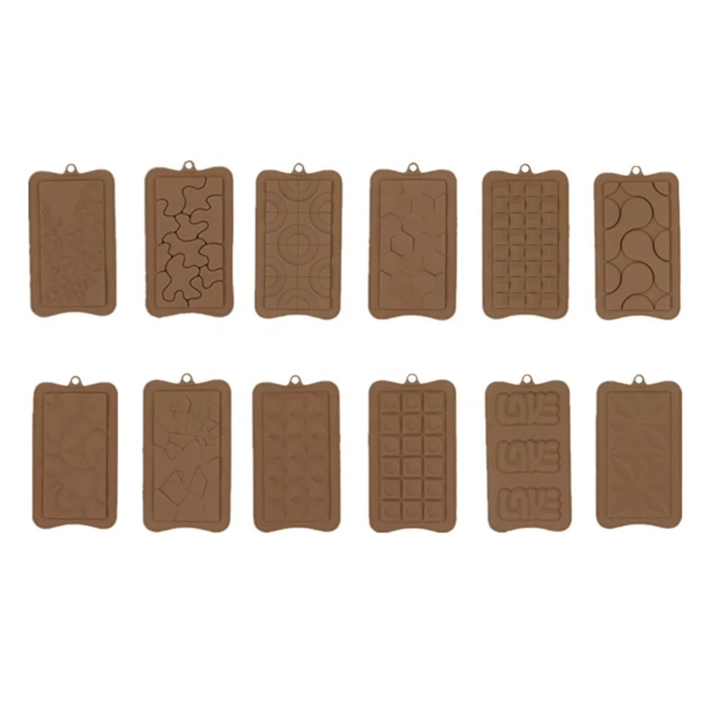 

Amazon Hot Sale Rectangle Break-Apart Silicone Chocolate Mold chocolate bar mould, Chocolate color