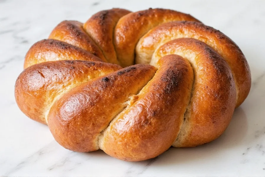 Perfectly baked cinnamon babka with visible spiral pattern, golden crust, and melted chocolate drizzle