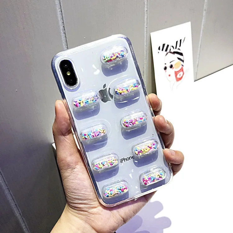 

Clear creative pill design shockproof cute cell phone case for iphone 12/x
