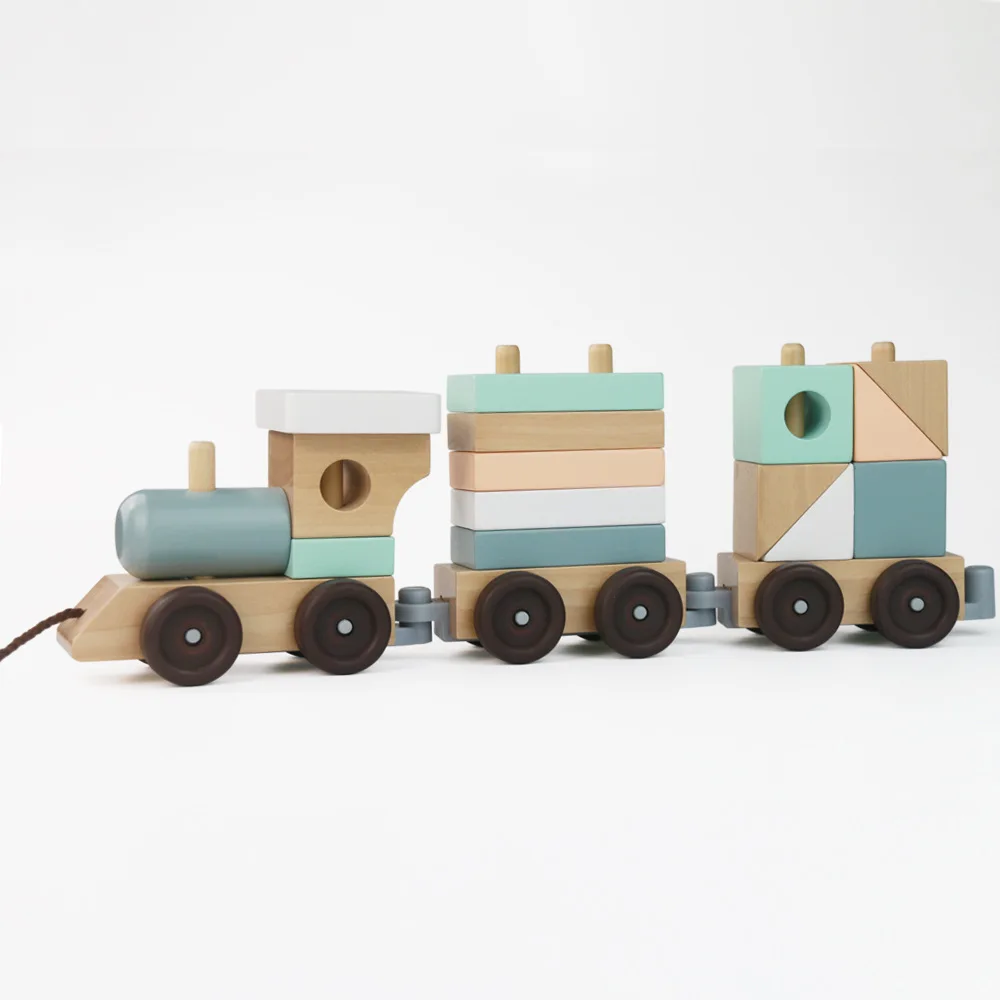 

2023 best selling Wooden solid wood block small train montessori toys kids educational toys learning children with ce and cpc