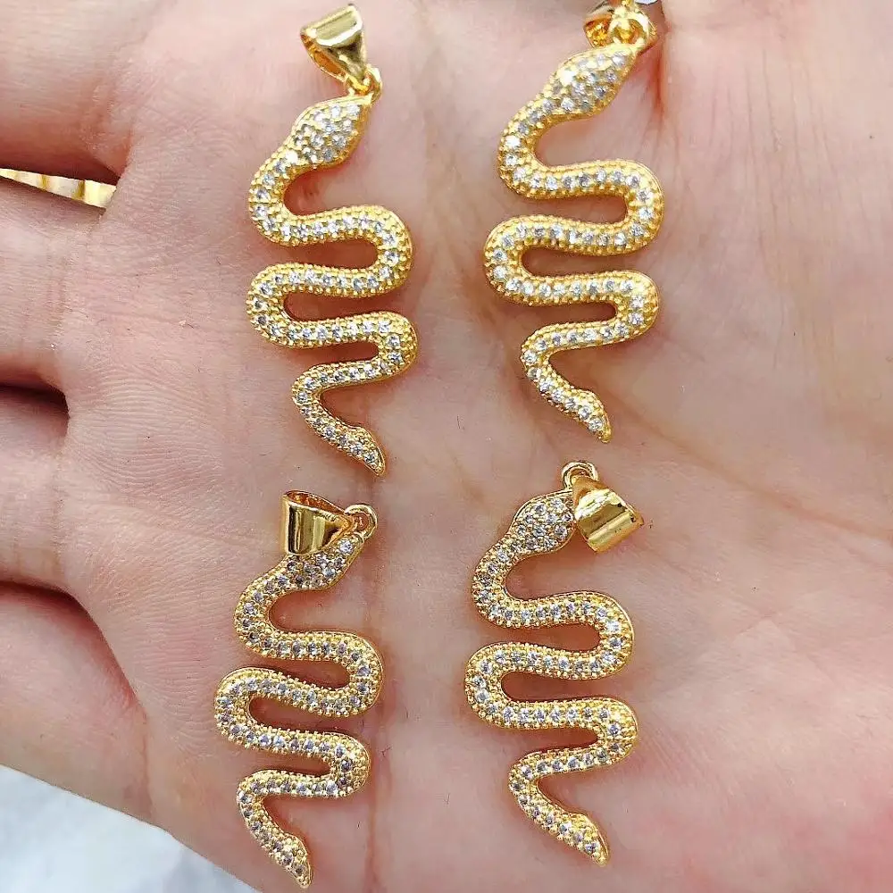 

LS-E747 Gorgeous Colorful CZ Jewelry Fashion Metal filled lady Women Snake Pendant
