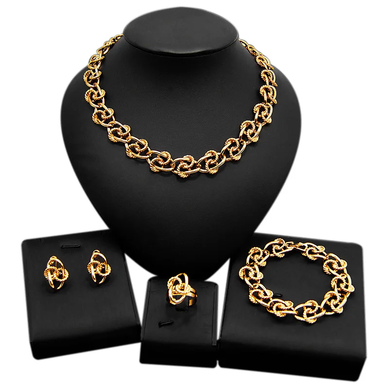 

Yulaili Fashion Jewelries Dubai Gold Plated Earring Pendant Necklace Wedding Bridal Fashionable Brazilian Gold Jewelry Set