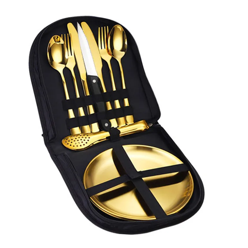 

Camping Portable Stainless Steel Cutlery Outdoor Flatware Sets Steak Knife Fork Spoon Set