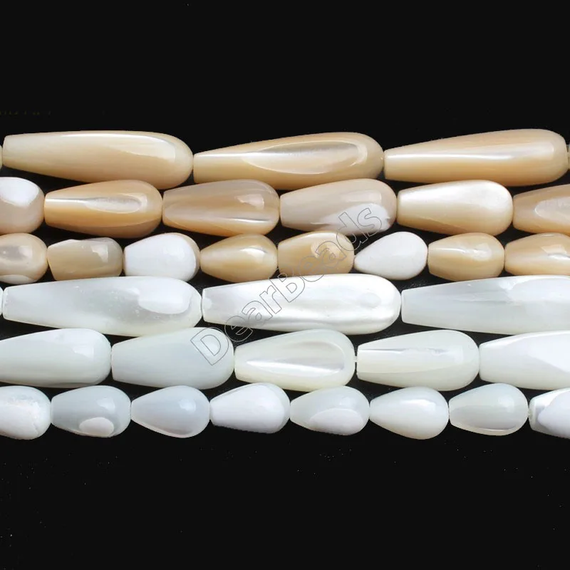 

Wholesale Natural Mother of Pearl Teardrop Beads, White Brown Sea Shell Water Drop Beads For DIY Jewelry Making