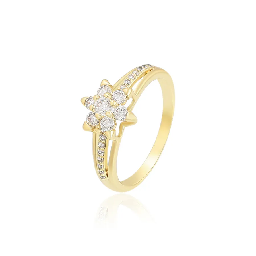 

S00150112 xuping jewelry elegant Fashion Simple cheap Flower Hexagram Zircon 14K Gold Plated Couple Ring