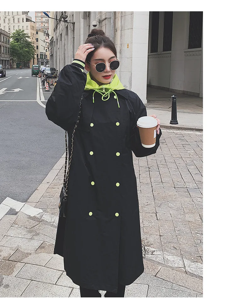 

Women's Windbreaker Trench Coat 2020 Casual Autumn Winter Fashion Patchwork Long Overcoat Ladies Retro Jacket Veste Femme