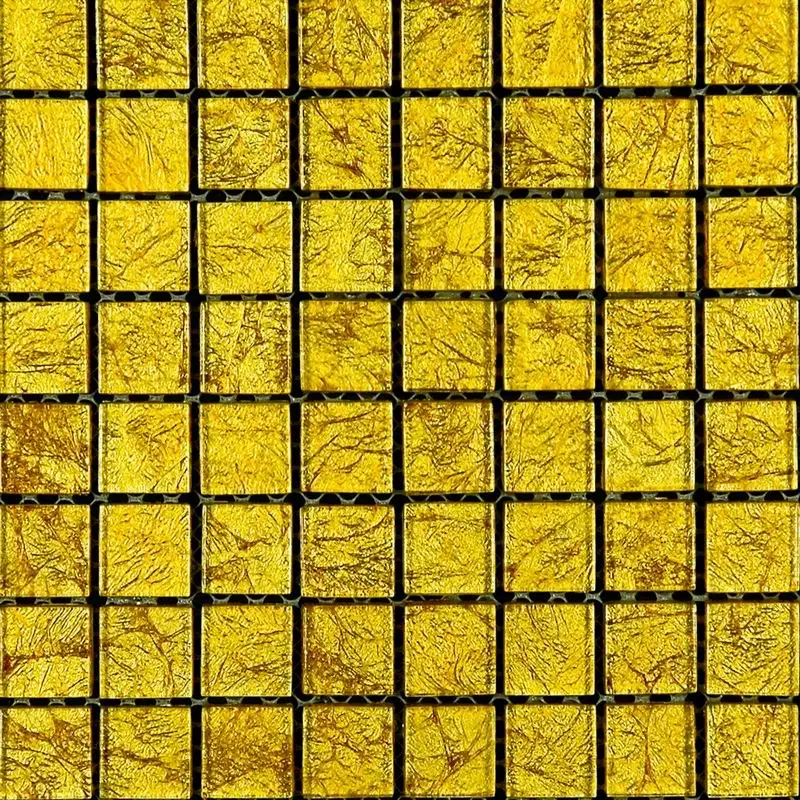 4-8mm thickness square home decorative shiny crystal gold foil mosaic