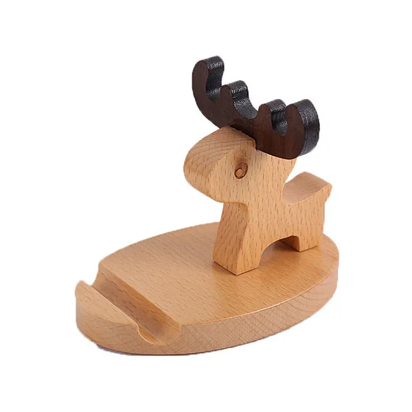 

Custom Portable Animal Shape Desk Smart Wooden Flexible Stand Mobile Phone Holder