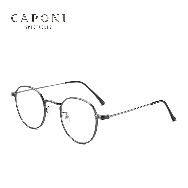 

CAPONI Frame Blue Light Blocking Glasses Round Metal River Optical for Unisex Anti-blue Light High Standard Protect Eyes J89201F
