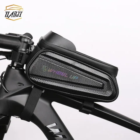 

New Design Reflective Logo Cycling Top Tube Bike Motorcycle Phone Bag Front Frame Bag Bicycle Bag, Black