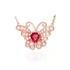 2019 new 925 silver inlaid crystal ruby zircon pendant mesh female butterfly shape