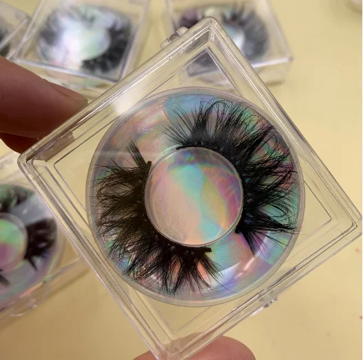 

Hot selling 100% Mink Eye lash supplier custom logo fluffy full strip 3d mink eyelash 25mm eyelashes, Black